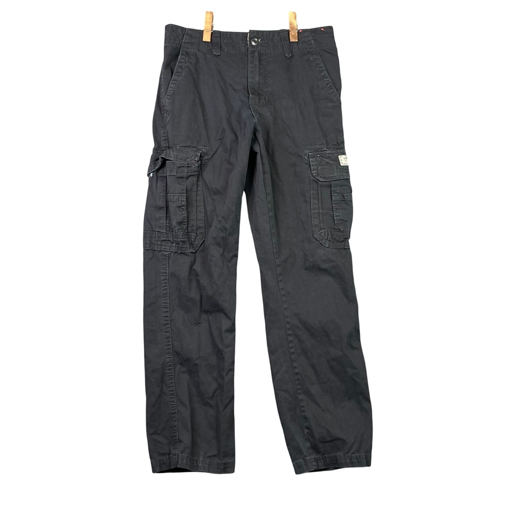 Unionbay Cargo Pants Mens 30x31 Black Cotton Straight Leg Utility Workwear